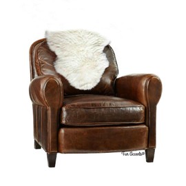 Fur Accents Shag Rug, Sheepskin, Chair Pad, Accent Rug, White Faux Fur, Exclusive Single Pelt Design, Bonded Luxury Fur, Designer Quality, Hand Made in The USA (30"x48", White)