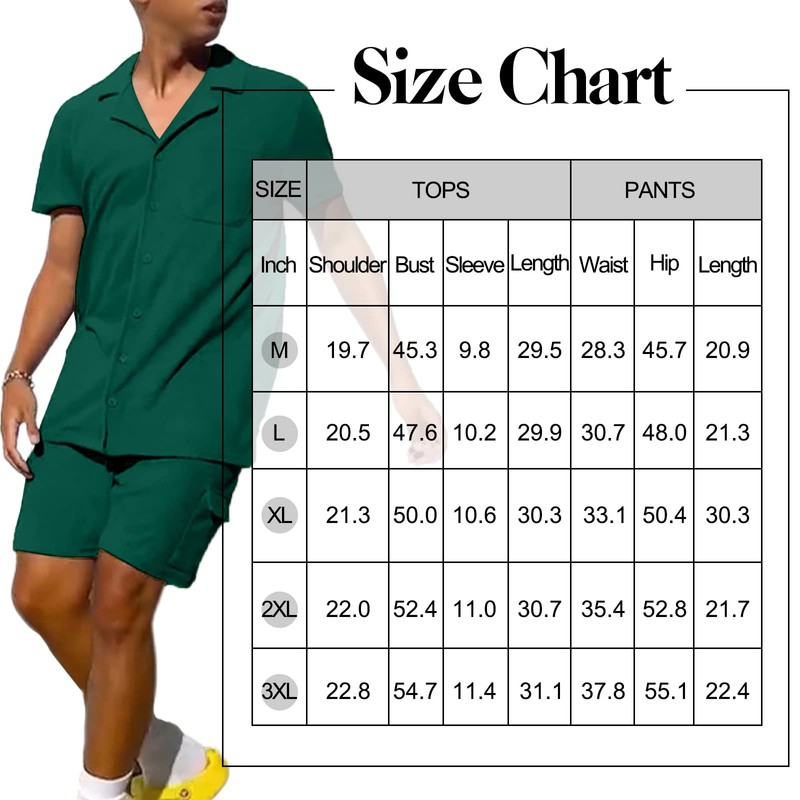 Fastkoala Men's Tracksuit Outfit Set Two Piece Button Suits Summer