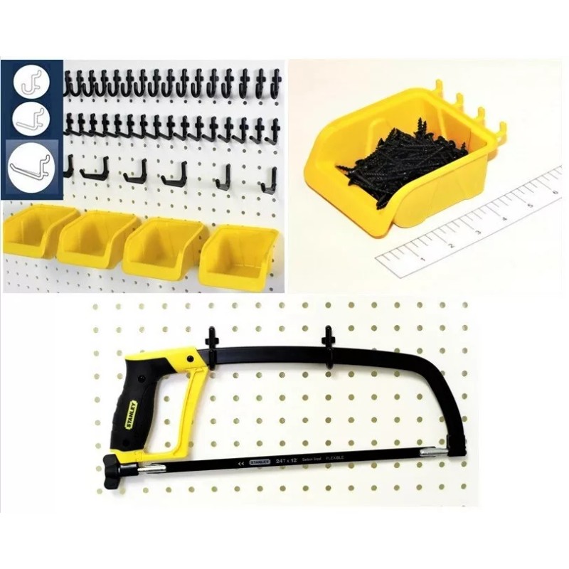 WallPeg 43 Kit -Peg Hooks & Plastic Bins - Organize