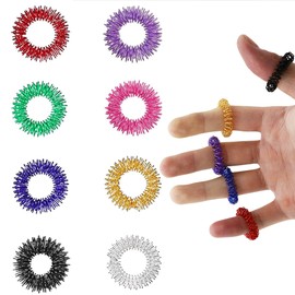 8 Stück Massageringe für Finger Massage Ring, Akupressur Ring Sensorische Skills Ringe Set, Fingermassagering für Stress Reduzierstück und Förderung der Durchblutung Akkupressurringe