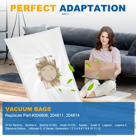 12 Pack 204814 Vacuum Cleaner Bag Fit for Kirby, Avalir 2 Vacuum Bags for Kirb-y Micron Magic Vacuum Bags for Kirby All Generation & Sentria Models with F-Style & Twist-Style Vacuums