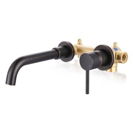 Oil Rubbed Bronze Bathroom Faucet Cold Hot Water Tap Wall Tap Single Handle Faucet for Bathroom Sink,Wall Mount Bathroom FaucetColor: Chrome, Surface Finishing: Polished