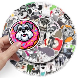 50pcs Schnauzer Stickers for Bike,Suitcase,Water Bottle,Laptop,Skateboard,Notebook,Scrapbook, Bumper,Cartoon Animal Waterproof Sticker,Kids Girls Adults Gift,Cute Dog Aesthetic Graffiti Decals