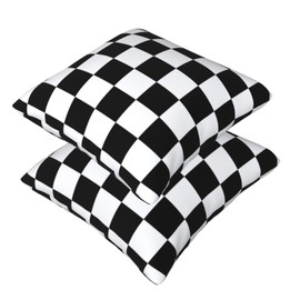 Tebjh Checkered Pillow Covers 18x18 in Couch Black and White Plaid Pillow Case Sets of 2 Modern Decorative Square Throw Pillows for Home Living Room Bedroom Bed Cushion Outdoor