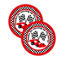 Race Car Party Favor Stickers - 40 Favor Bag Stickers - Race Car Thank You Tag - Race Car Party Supplies - Indy Party Decorations - Stickers B