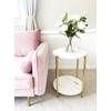 Gold End Table Faux Marble Side Table Small Round Nightstand