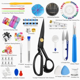 SUTQIGUI Sewing Kit for Adults with Heavy Duty Fabric Scissors, 241 Pcs Newly Upgraded Hand Travel Sewing Kit Professional Needle and Thread Kit, Portable Sewing Supplies for Travel Home Beginners