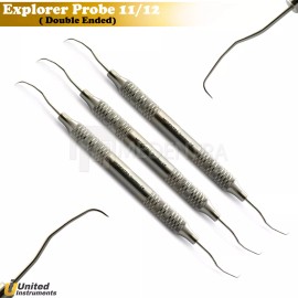 Medentra 3PCS Explorer 11/12 Periodontal Probe Diagnostic Double Ended Hollow Handle