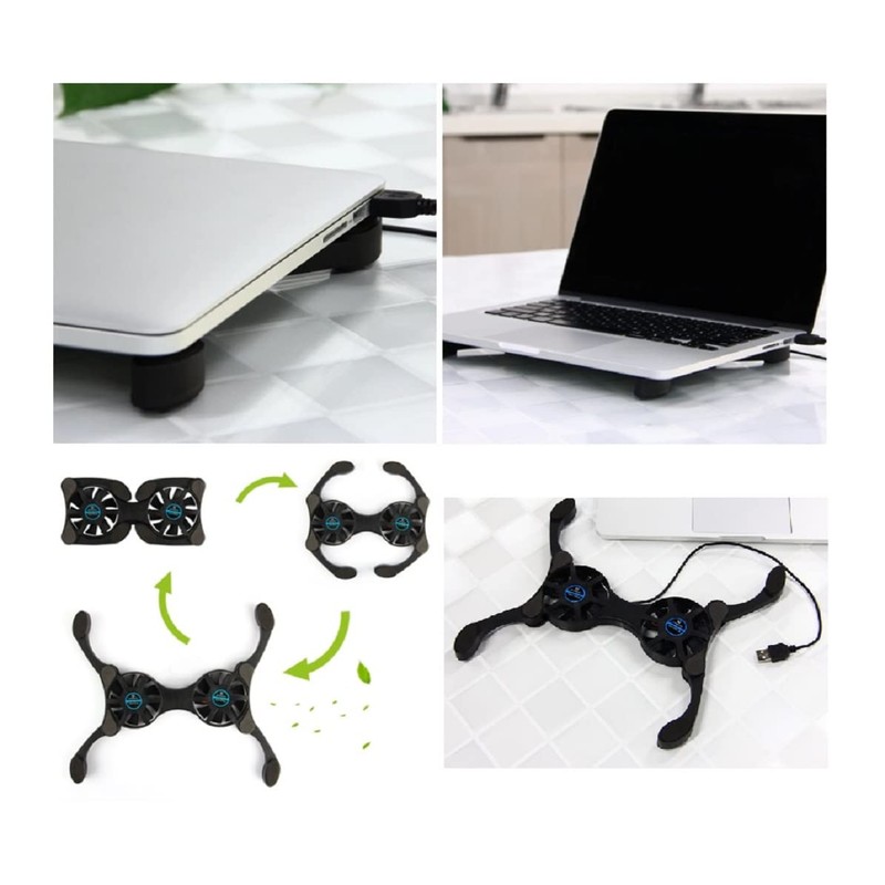 RitaProshop® Foldable Laptop Cooling Fan Black Laptop Cooler Lightweight Cooling