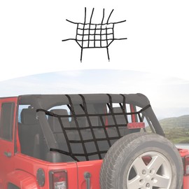 RT-TCZ for Wrangler JK Rear Cargo Net, Trunk Cargo Restraint System for Jeep Wrangler JK JKU 4 Door 2007-2017 Black Accessories