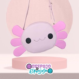 Despojo & Esponjoso Toy Bag for Girls Round Pink with Acolotl Face Gifts for Girls Cute with Adjustable Strap Ideal Gifts for Girls, Pink