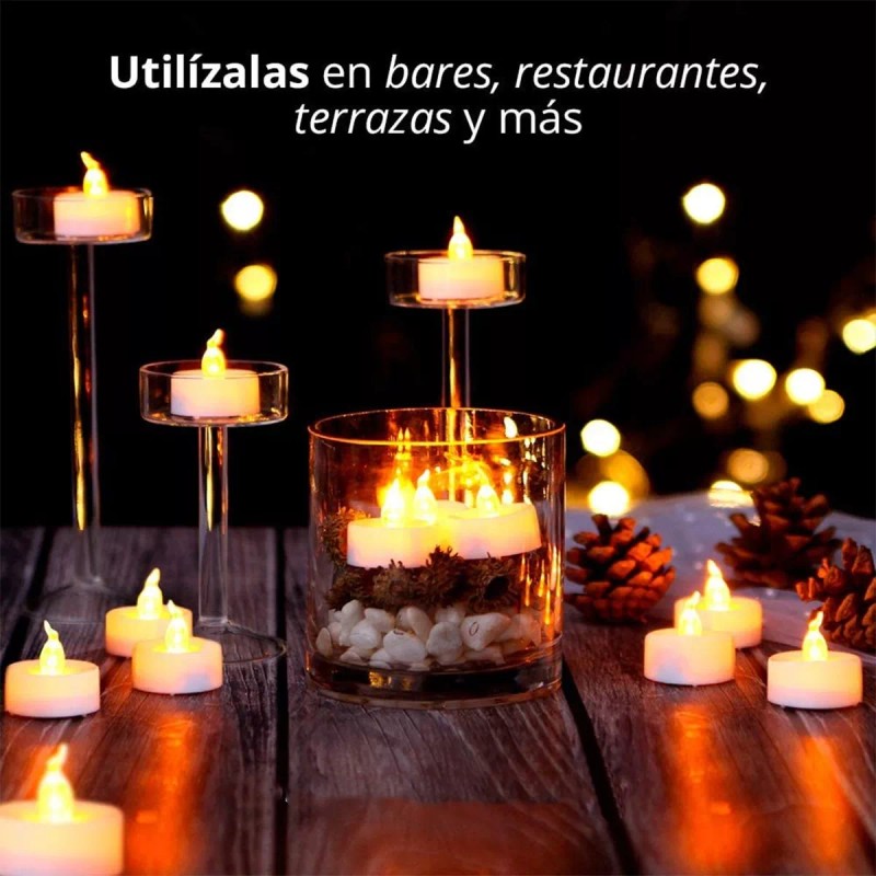 Led 24 Velas Led Ambar Parpadeantes Decoracion Fiestas Boda Xv