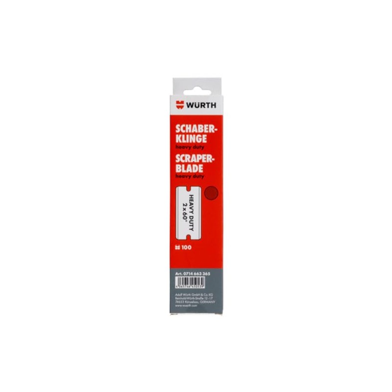 Würth 100 x Heavy Duty Scraper Blades 2 x 60°