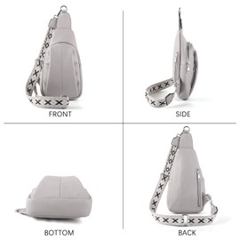 LIKEBAG Crossbody Bags for Women,Sling Bag for Women,Fanny Packs Chest Bag for Work Travel Leather Sling Backpack (Grey)