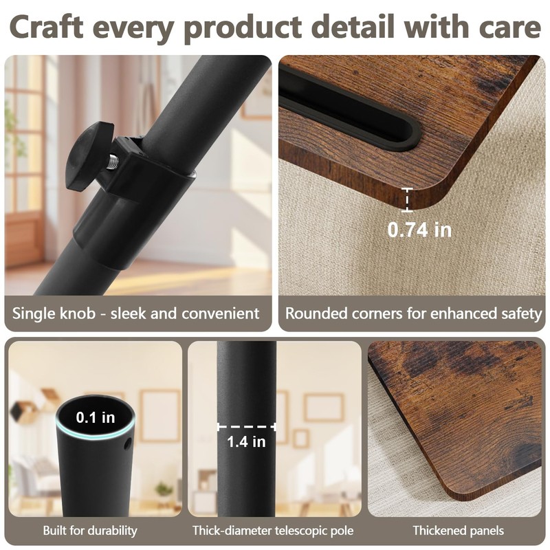 YUHFERA Sofa Armrest Tray Table for Couch - 360° Swivel