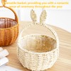 Rabbit Ear Imitation rattan handheld flower basket, Handcrafted Natural Straw