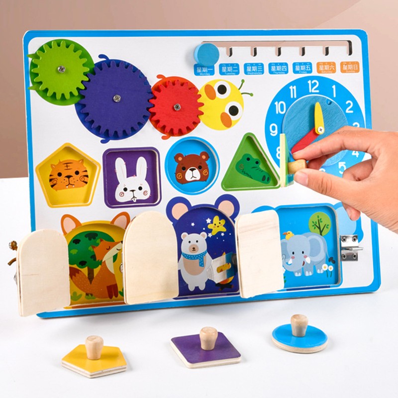 Sensory Board Alarm Clock Educational Wooden Sensory Activity Board Autism