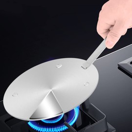 Heat Conduction Plate for Gas Stove, Beswarmy Heat Diffuser Cooking Induction Adapter Plate with Removable Handle, Coffee Milk Cookware Simmer Induction Hob Heat Cooking 7.9inch