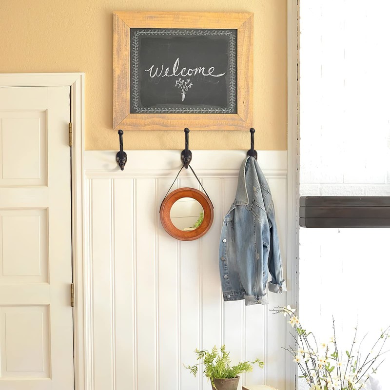 rumdraw 5-Pack Rustic Wall Hooks Heavy Duty。 Antique Bronze Cast