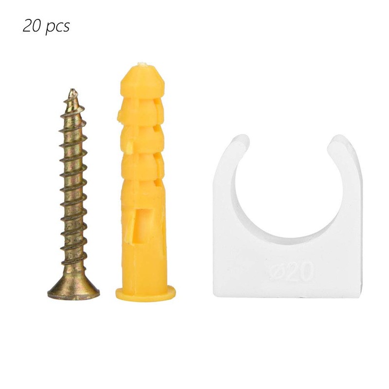 PIPE CLAMP WATER GAS PVC U-SHAPED FIXED CLIPS 20PCS SCREWS