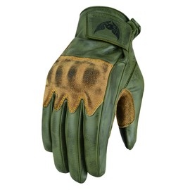 Leatherick Thunder Grip Men’s Genuine Leather Motorcycle Gloves - Full Grain Biker Gloves with PVC Knuckle Protector & Touch Screen Compatibility (Green, Medium)