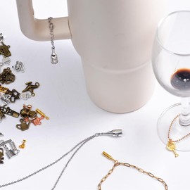 stino Metal Wine Glass Charms for Jewelry Making 100gram, Drink Markers (Bottle Mixed Color)