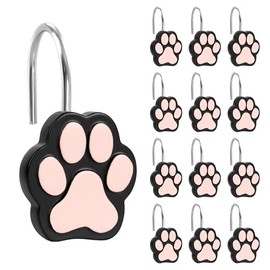 Sunlit - Ganchos decorativos para cortina de ducha con estampado de patas para perro, gato, resina, bonitos anillos de cortina de ducha para niños, ganchos de cortina de decoración de baño, paquete de