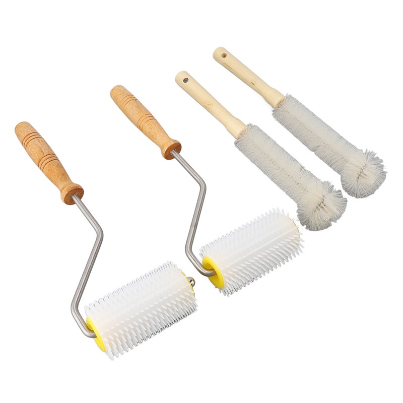 4PCS Honey Extractor Uncapping Needle Roller Wood Handle Honey Uncapper
