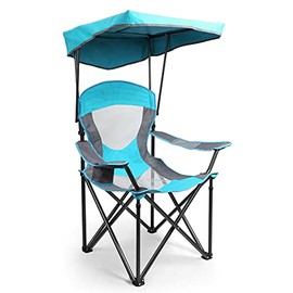 ALPHA CAMP Camp Chair with Shade Canopy Folding Camping Chair with Cup Holder and Carry Bag for Outdoor Camping Hiking Beach, Heavy Duty 300 LBS, Red