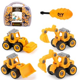 JoyGrow DIY Take Apart Truck Car Toys for 3 4 5 6 7 Year Old Boys Girls, Construction Engineering STEM Learning Toys Building Play Set for Kids Children (Yellow)