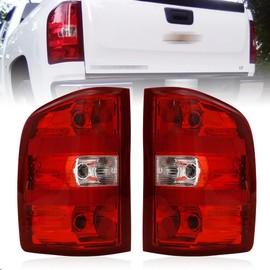 Wildwolf Tail Lights Assembly for Chevy Silverado 1500 2500 3500 2500HD 3500HD 2007-2014 Rear Brake Turn Signal, Pack of Left Driver Right Passenger Taillights (Red border, Rear Left and Right Side)