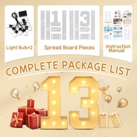 imprsv 3FT 13th Birthday Decorations Numbers: 13th Birthday Party Anniversary Decorations Large Light Up Numbers 13 for Girls Boys