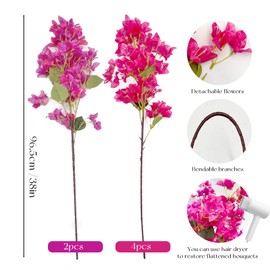 SNAIL GARDEN Artificial Flowers Bougainvillea Floral, 38" Long Stems Silk Fake Flowers Bright Color,Realistic Summer Flowers for Tall Vase Wedding Decoration Home Outdoor(Mixed Fuchsia Hot Pink)
