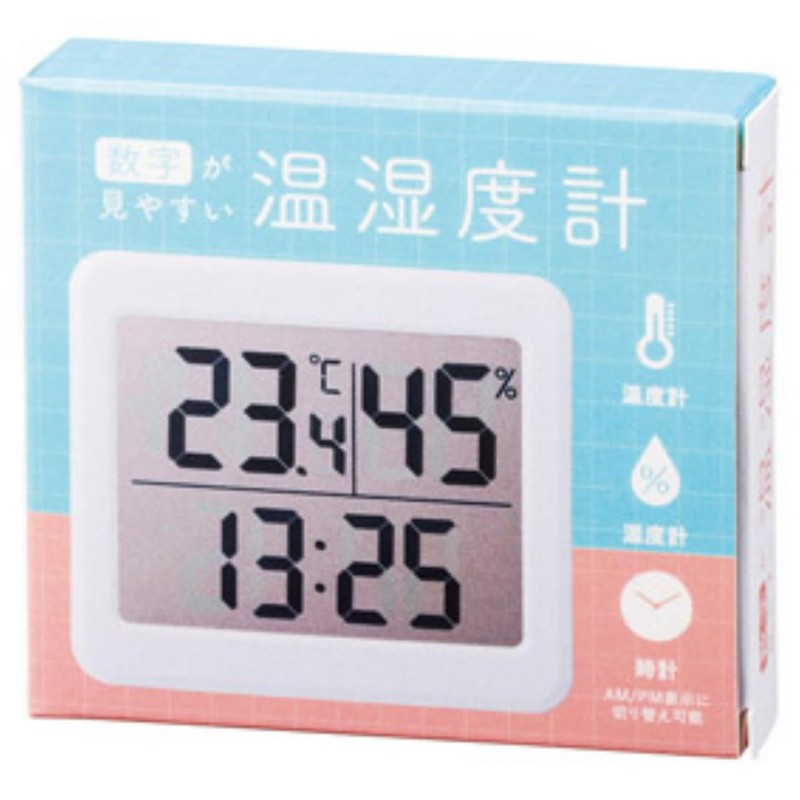 Marutatsu Thermometer/Hygrometer, Table Clock, Digital Clock, Simple, Easy to Read