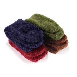 BambooMN Men's Super Comfy Soft Warm Fuzzy Socks - 4 Pairs Value Packs, Assortment M, 6-10