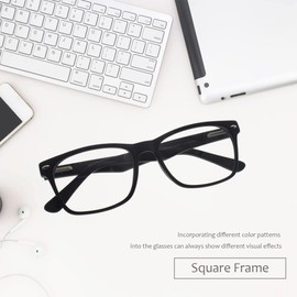 Global Glasses Women's and men's vintage glasses, square, unisex, popular, black