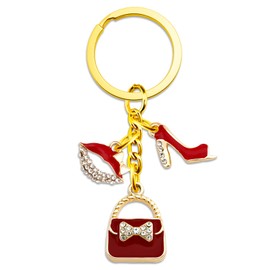 Lervuh Lip Gloss Keychain Lip Gloss Charm Keychain Easter Basket Stuffers Teen Girl Chapstick Holder Key Chain Red Lipstick Keychain Charms for Lip Gloss Chain