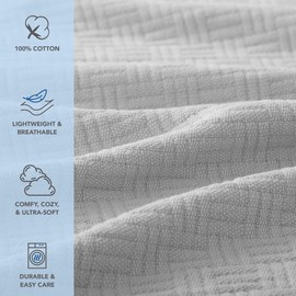 Arkwright Basket Weave Twin Blanket - 100% Ringspun Cotton All Season Blankets, Luxury Hotel Quality, Soft on Skin, Breathable, 300 GSM for Bed, Sofa, and Chair, 68 X 90 in, Grey