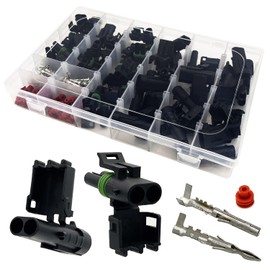 Twippo 10 Kits 2 Pin Connector Weather Pack Connectors Kit Waterproof Automotive Electrical Connectors 2 Wire Connectors 18-14 AWG