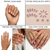 Uñas Postizas Francesas Medianas A Presión, Acabado Nude Brillante, Con