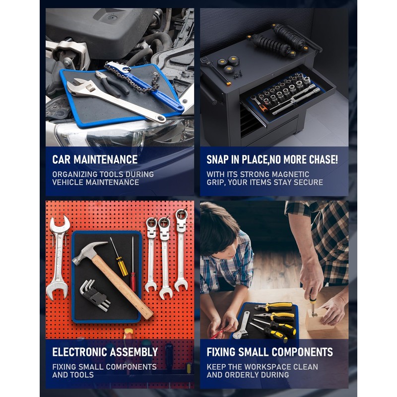 HIPULX Magnetic Tool Mat Set, 4 Magnetic Pads, 40LB Tool