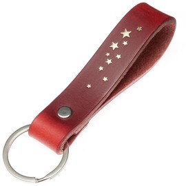 ELBERCRAFT® Leather Keyring Gift for Women or Men Vegetable Tanned Brown with Engraving 12 cm Made in Germany Leather Keychain, stars