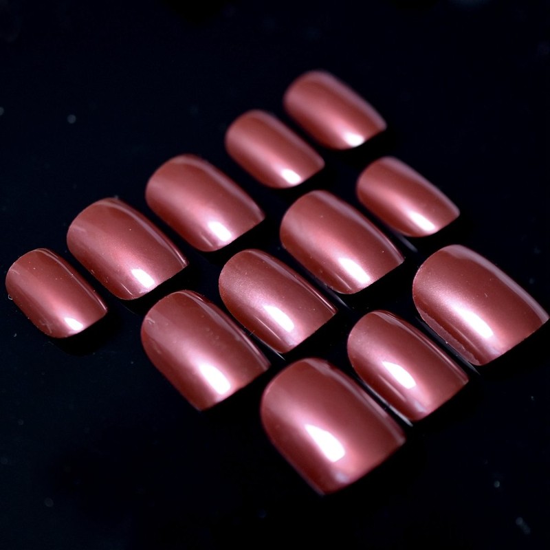 CoolNail Red Wine False Nails Tips Solid Color Square Full