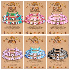 Jeqqinuz 6Pack Back to School Bracelet, First Day of School Bracelet Adjustable Set, First Day of Kindergarten Gifts Mother Daughter Wristband, 1st 2nd Grade Keepsake Granddaughter Niece