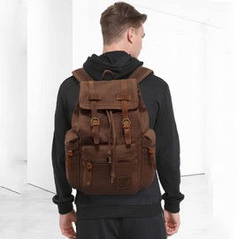 FANDARE Vintage Backpack 15.6 Inch Laptop College Bag Work Travel Hiking Daypack Canvas