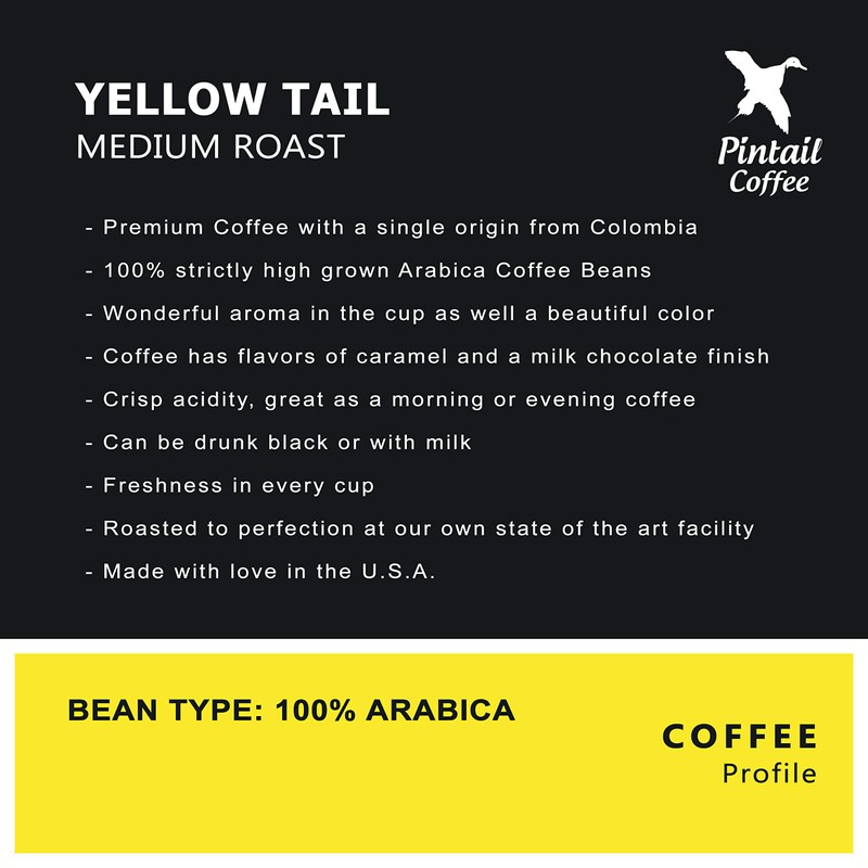 Pintail Coffee - 100% Colombian "Yellow Tail" Medium Roast Ground