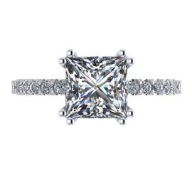 NANA Jewels Silver 7mm (2ct) Princess Cut Pure Brilliance Zirconia Solitaire w/sides Engagement Ring-Rhodium Plated-Size 6