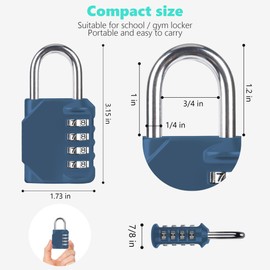 KAWAHA CL11BG Combination Lock, 4 Digit Outdoor Combination Padlock Set Your own Combination for Gym Locker Lock, School, Gates, Doors, Toolbox, Hasps and Storage (Blue-Gray *1)