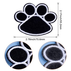 PAGOW 20Pcs Paw Print Patch for Jacket Clothing, Black-White Iron on paw Print Patches, DIY Embroidery Sticker Patches Sewing Craft Decoration