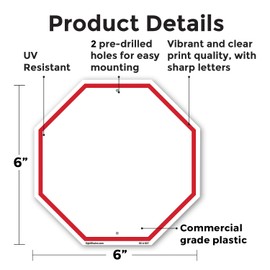 Blank Sign White Background 6 inch X 6 inch Octagon Plastic Sign Weather Resistant, UV Protected for Workplace, Private Property, and Construction Site, Made in the USA
